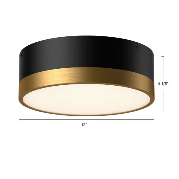 Brisbane 12-Inch Flush Mount in Aged Gold/Matte Black - Image 14