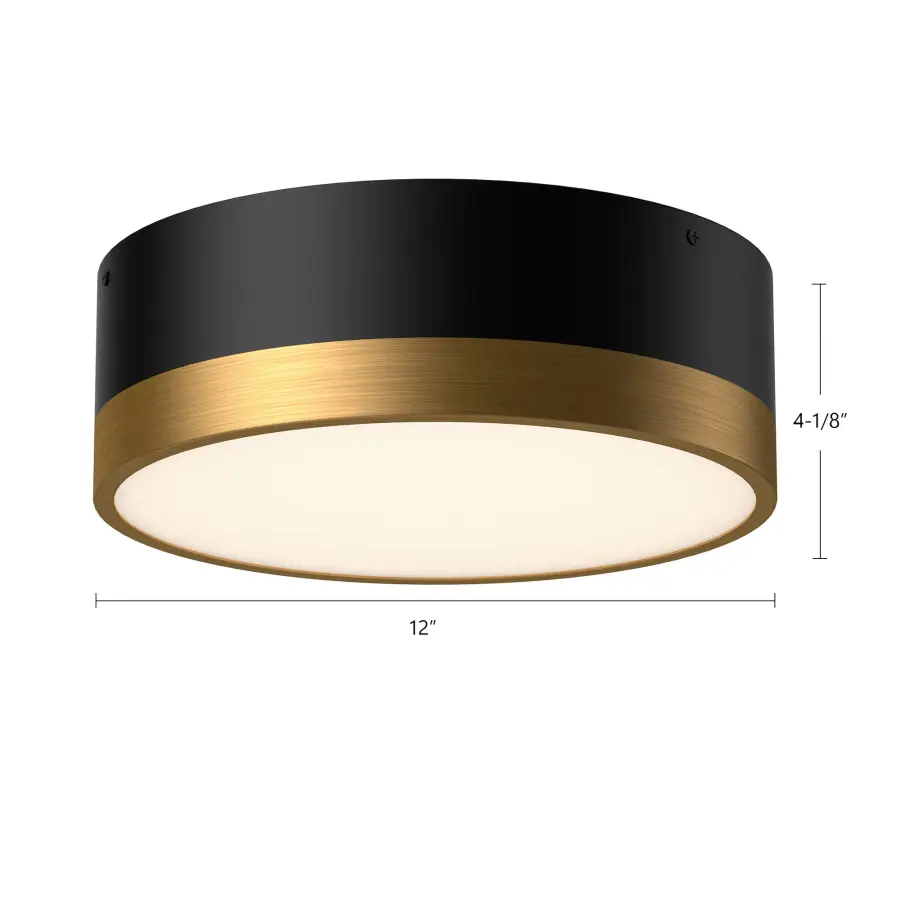 Brisbane 12-Inch Flush Mount in Aged Gold/Matte Black - Image 14