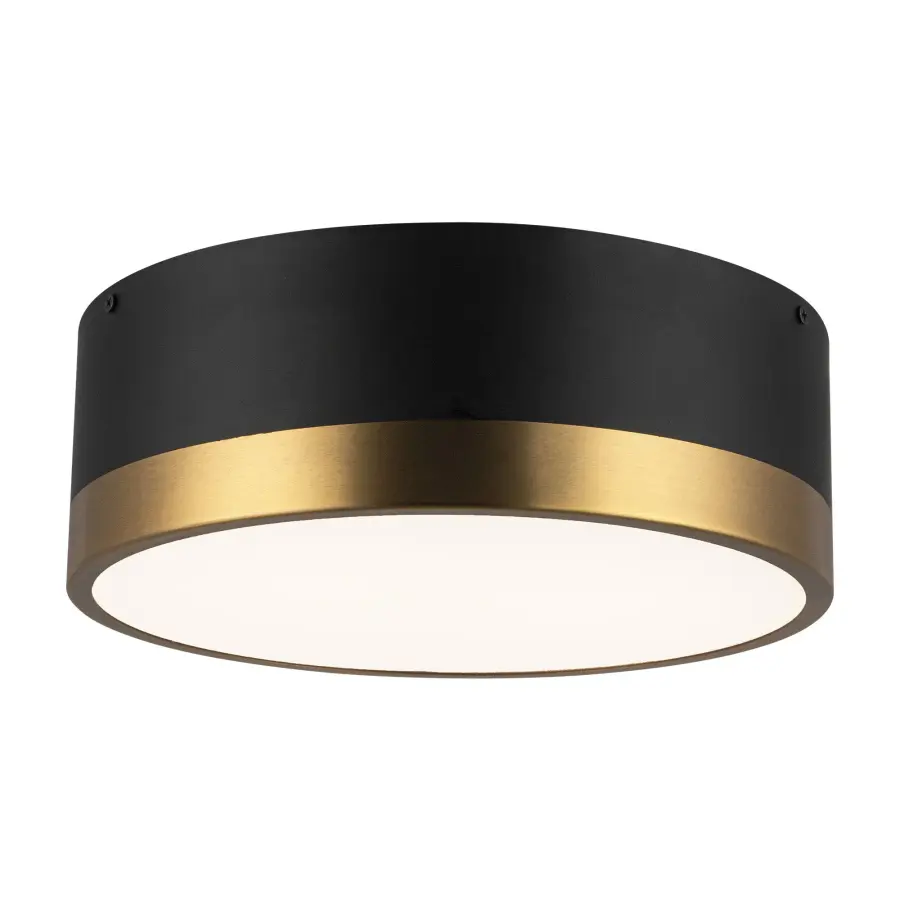 Brisbane 12-Inch Flush Mount in Aged Gold/Matte Black - Image 4