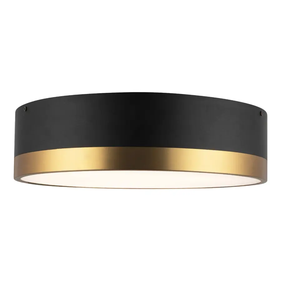 Brisbane 16" Flush Mount in Aged Gold/Matte Black - Image 1