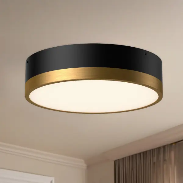 Brisbane 16" Flush Mount in Aged Gold/Matte Black - Image 11