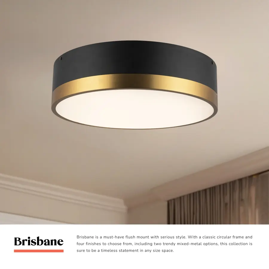 Brisbane 16" Flush Mount in Aged Gold/Matte Black - Image 12