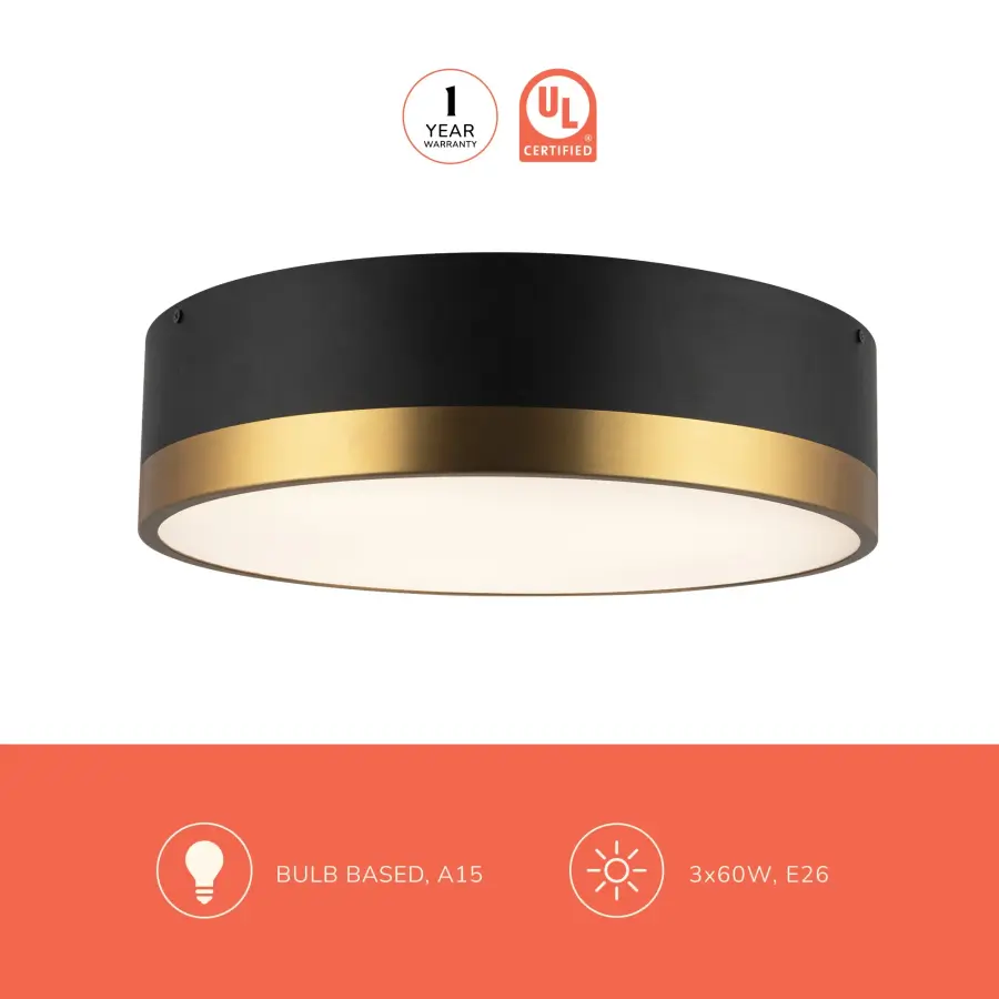 Brisbane 16" Flush Mount in Aged Gold/Matte Black - Image 13