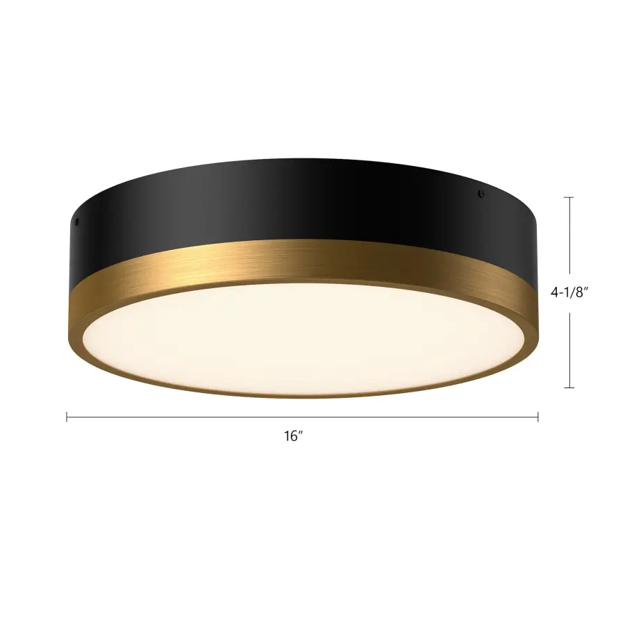 Brisbane 16" Flush Mount in Aged Gold/Matte Black - Image 14