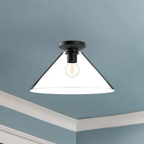 Salem 14-Inch Flush Mount in Matte Black with Clear Crystal - Image 3