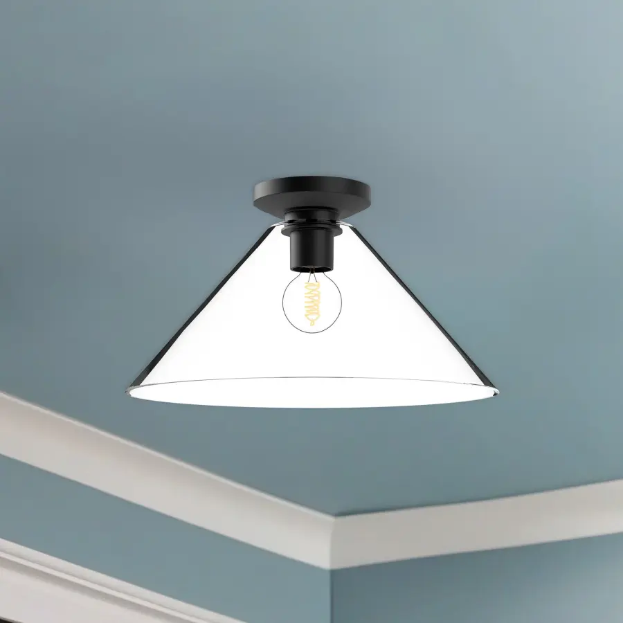 Salem 14-Inch Flush Mount in Matte Black with Clear Crystal - Image 3