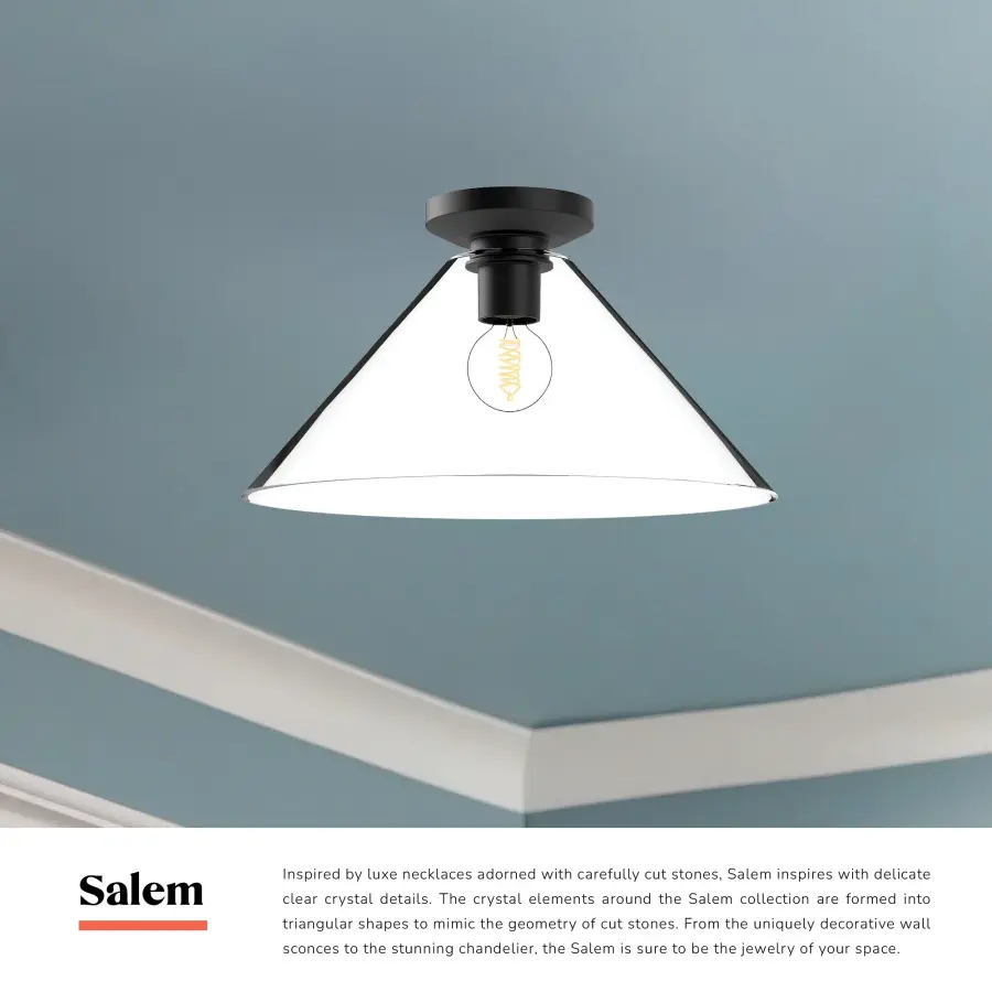 Salem 14-Inch Flush Mount in Matte Black with Clear Crystal - Image 6