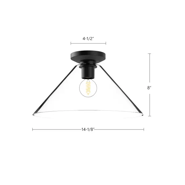 Salem 14-Inch Flush Mount in Matte Black with Clear Crystal - Image 7