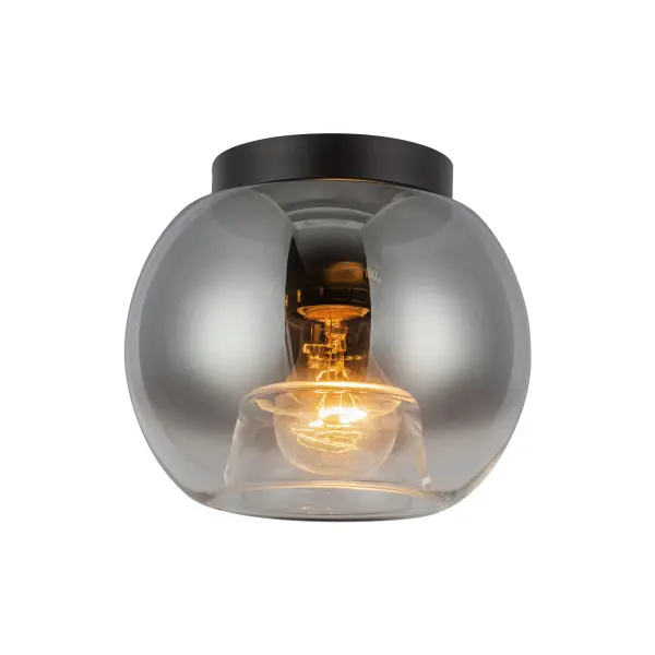 Samar 8-Inch Flush Mount in Matte Black with Smoke Glass - Image 2