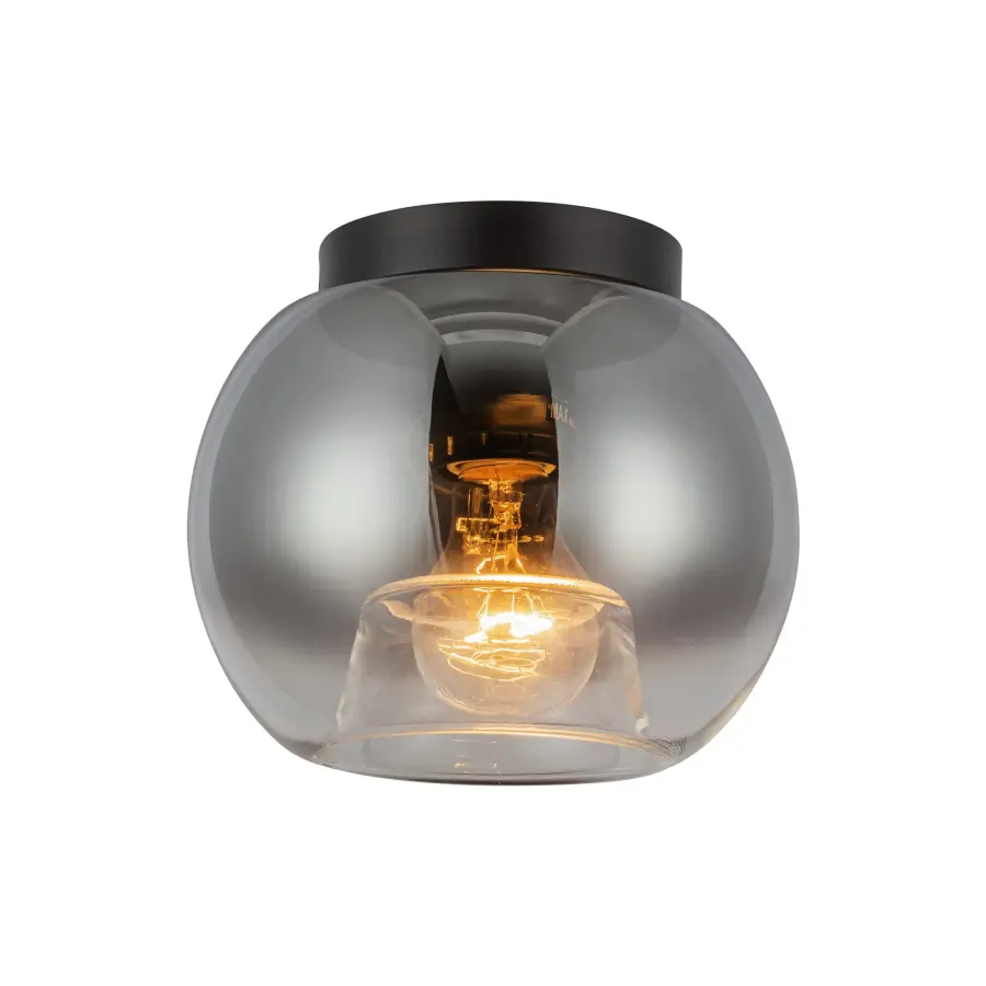 Samar 8-Inch Flush Mount in Matte Black with Smoke Glass - Image 2
