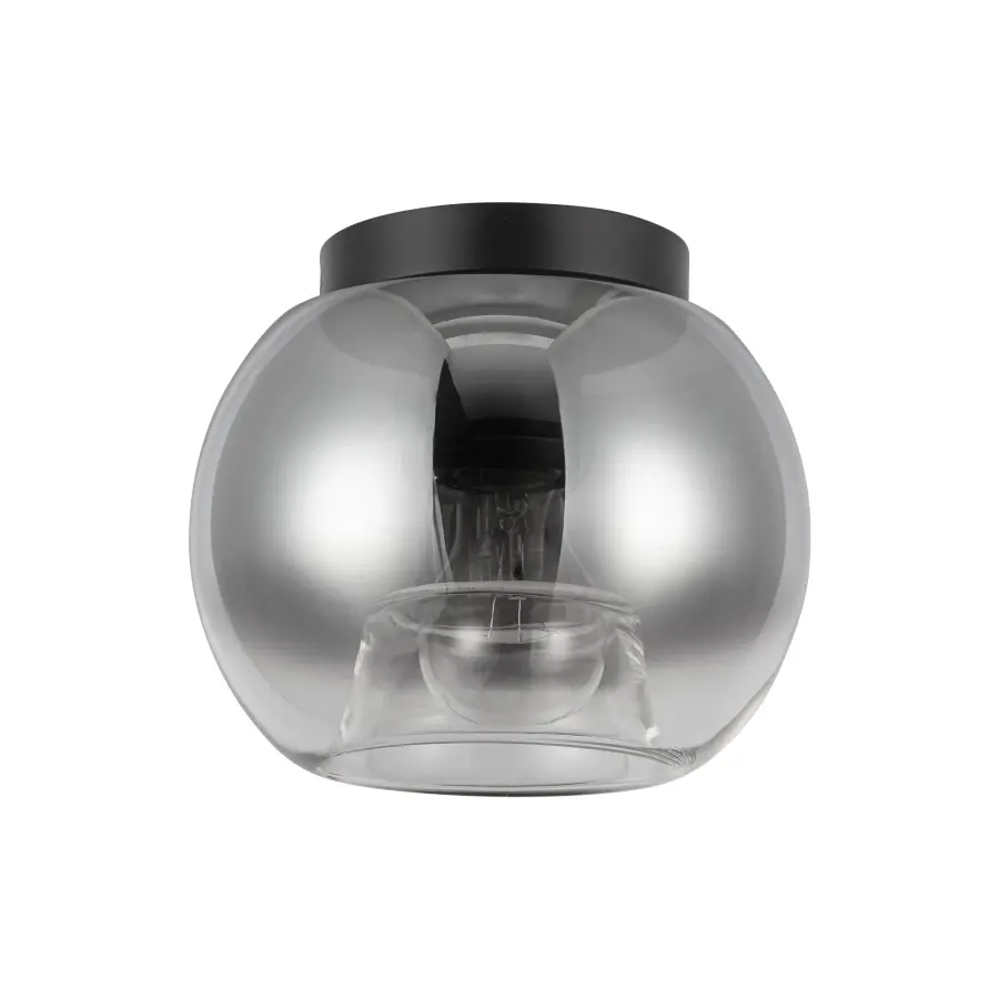 Samar 8-Inch Flush Mount in Matte Black with Smoke Glass - Image 3
