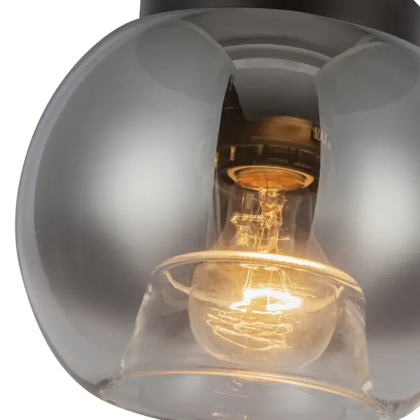 Samar 8-Inch Flush Mount in Matte Black with Smoke Glass - Image 4