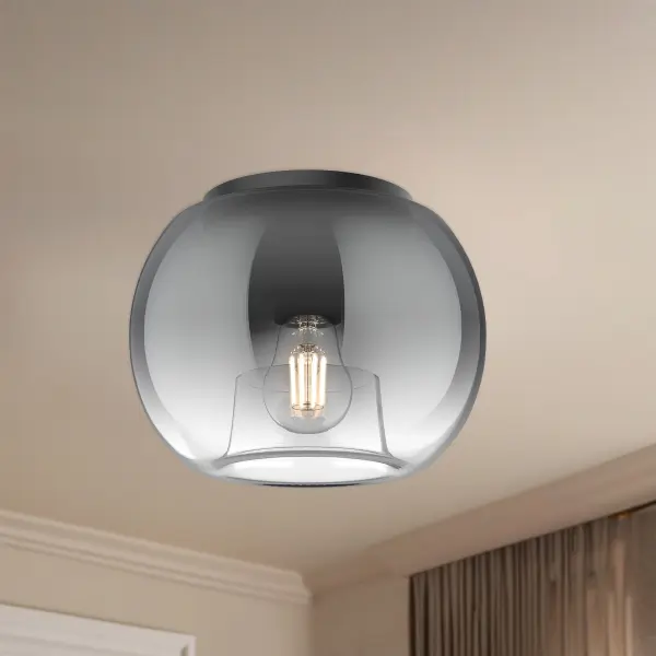 Samar 8-Inch Flush Mount in Matte Black with Smoke Glass - Image 9