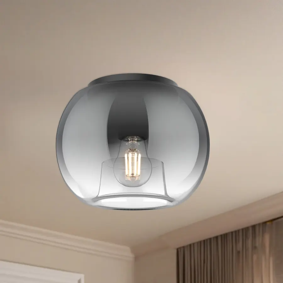Samar 8-Inch Flush Mount in Matte Black with Smoke Glass - Image 9