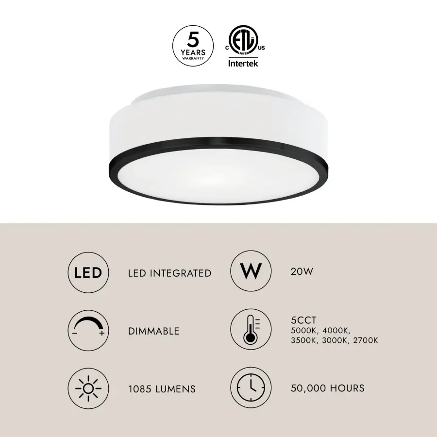 Sleek LED Flush Mount with Adjustable Color Temperature - Image 5
