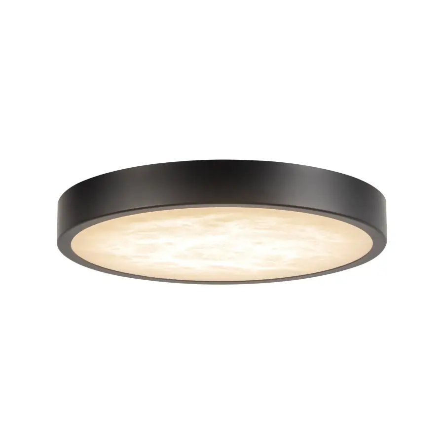 Evelyn 7-Inch Round Flush Mount in Matte Black with Alabaster - Image 1