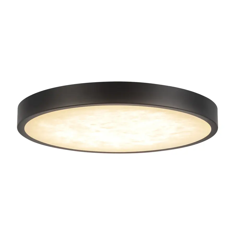 Evelyn 9-Inch Round Flush Mount in Matte Black with Alabaster - Image 2