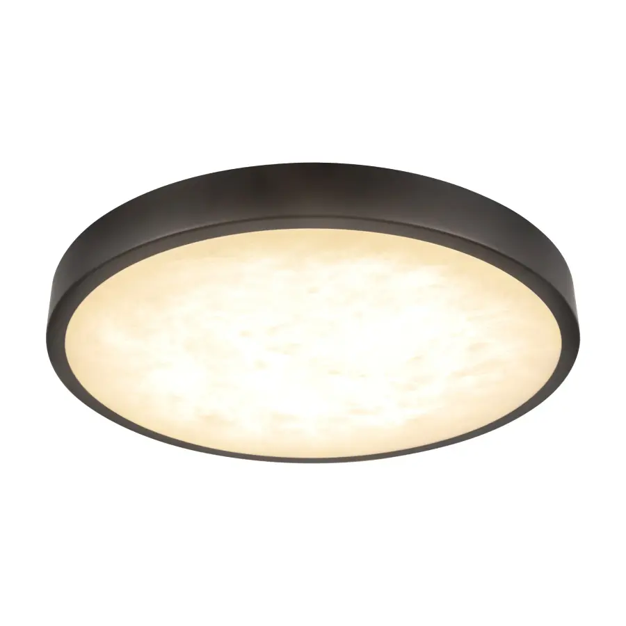 Evelyn 9-Inch Round Flush Mount in Matte Black with Alabaster - Image 5