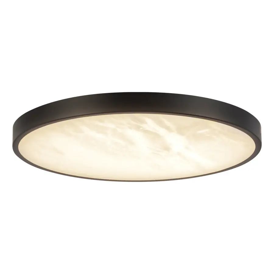 Evelyn 12-Inch Round Flush Mount in Brushed Gold with Alabaster - Image 1