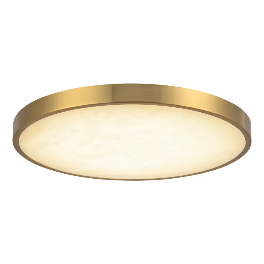 Evelyn 12-Inch Round Flush Mount in Brushed Gold with Alabaster - Image 2