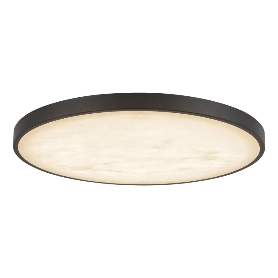 Evelyn 15" Round Flush Mount in Matte Black with Alabaster - Image 2