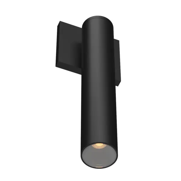 The Lorna wall sconce combines minimalist design with architectural performance. Its 12-inch cylinder form and black finish deliver clean, modern aesthetics while providing versatile lighting for both interior and exterior applications. - alternate view