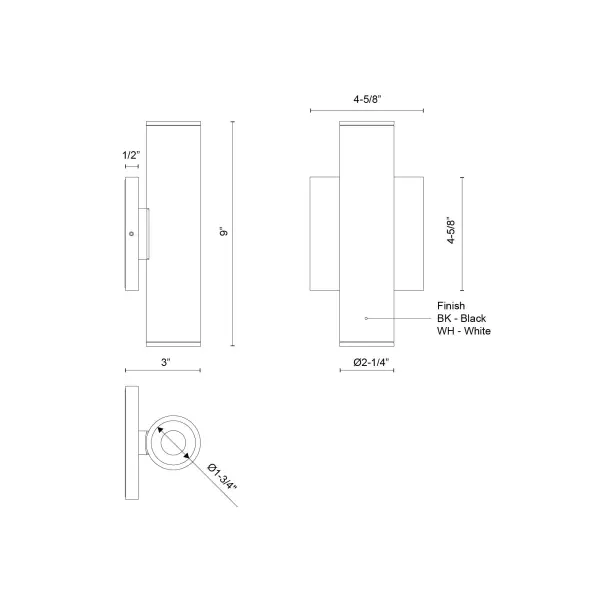 Lorna 9-Inch Cylinder Wall Sconce Up/Down Light - Image 6