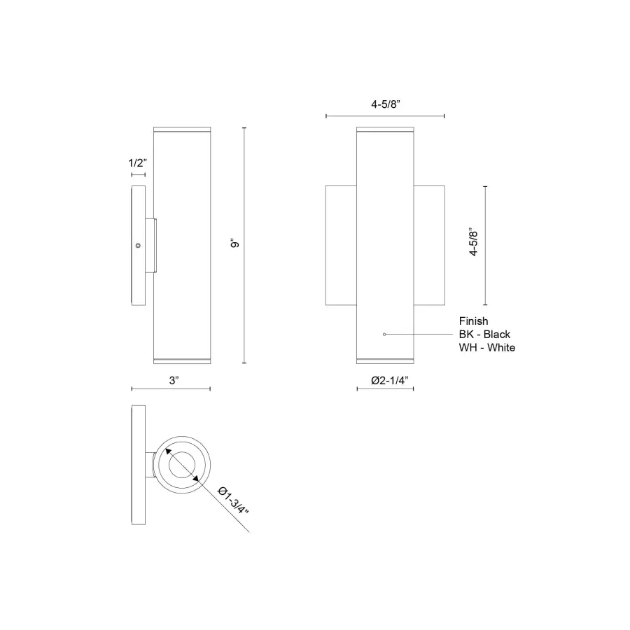 Lorna 9-Inch Cylinder Wall Sconce Up/Down Light - Image 6
