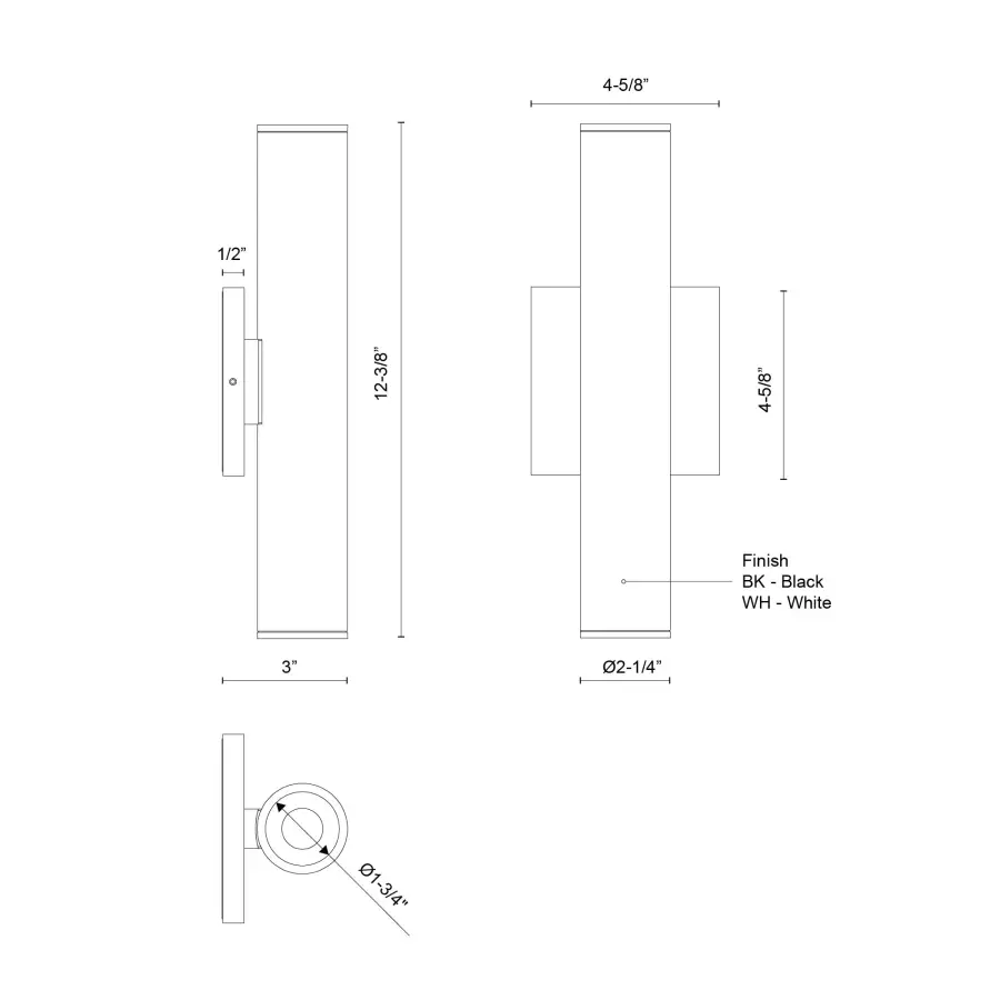 Lorna 12" Cylinder Wall Sconce Up/Down Light - Image 6