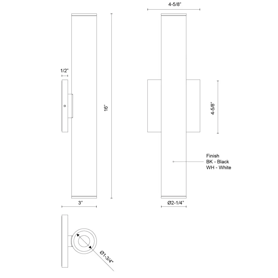Lorna 16" Cylinder Wall Sconce Up/Down Light - Image 6