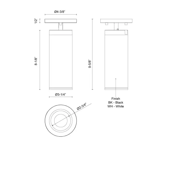 Lorna 9-Inch Adjustable Ceiling Mount Cylinder - Image 7