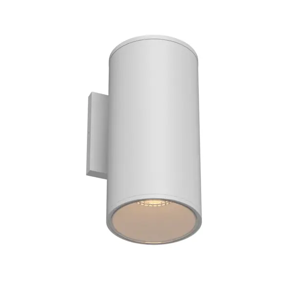 The Lorna wall sconce delivers minimalist design with powerful up/down lighting. Its 12-inch cylinder profile and exterior-rated construction make it ideal for contemporary outdoor spaces requiring clean architectural lines.