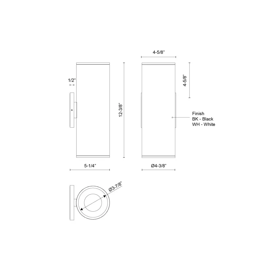 Lorna 12" Cylinder Wall Sconce Up/Down Light - Image 6