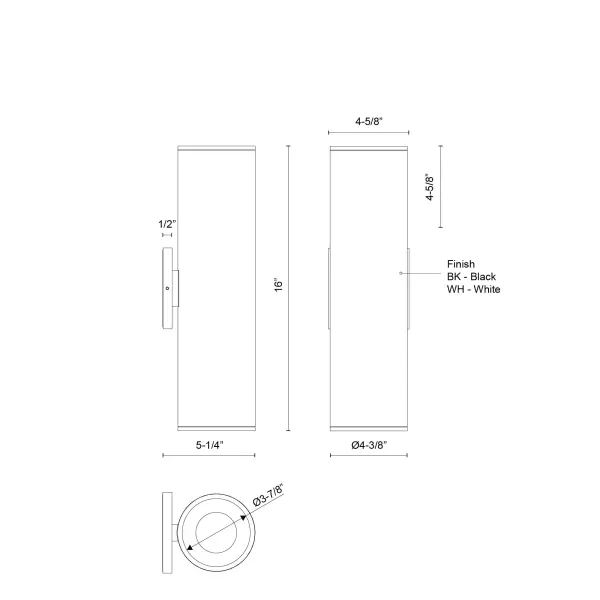 Lorna 16" Cylinder Wall Sconce Up/Down Light - Image 6