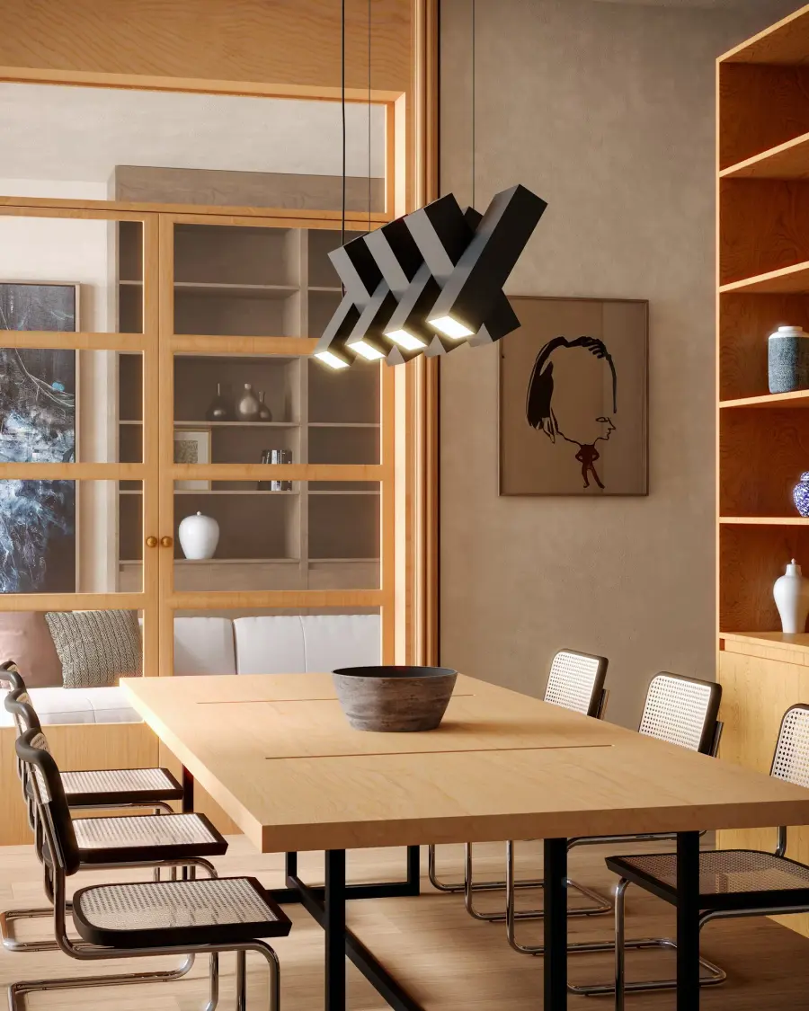 Domino 35-Inch Linear Pendant in Vintage Brass - Image 2