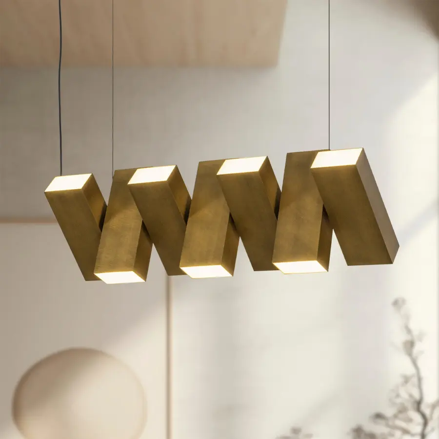 Domino 35-Inch Linear Pendant in Vintage Brass - Image 5