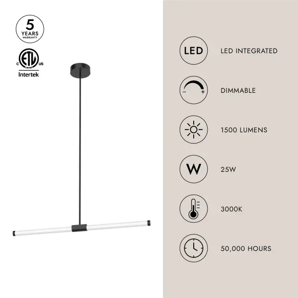 Akari 37-Inch Linear Pendant in Matte Black - Image 16
