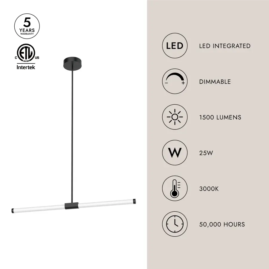 Akari 37-Inch Linear Pendant in Matte Black - Image 16