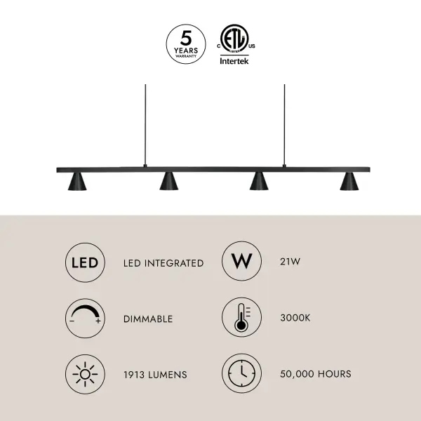 Dune 37-Inch Linear Pendant in Brushed Nickel - Image 11