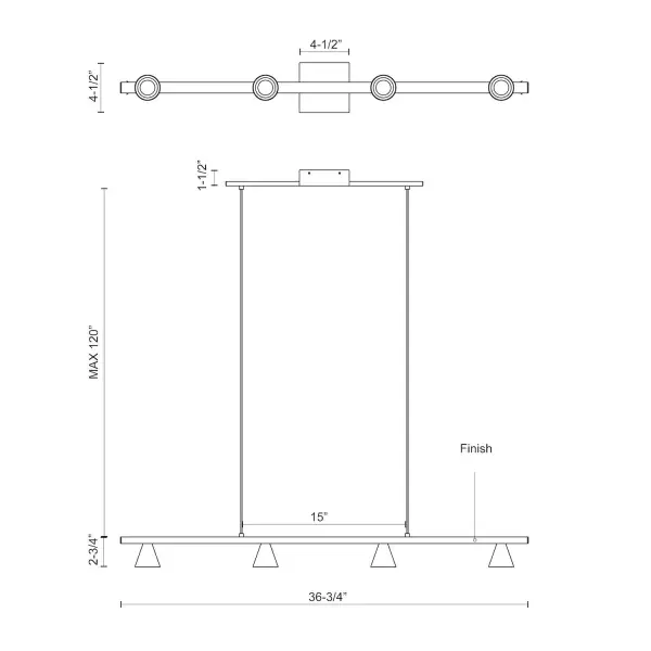 Dune 37-Inch Linear Pendant in Brushed Nickel - Image 10