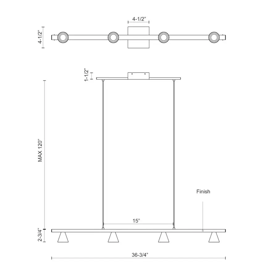 Dune 37-Inch Linear Pendant in Brushed Nickel - Image 10