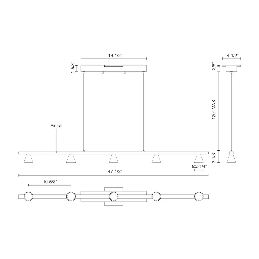 Dune 47-Inch Linear Pendant in Brushed Nickel - Image 12