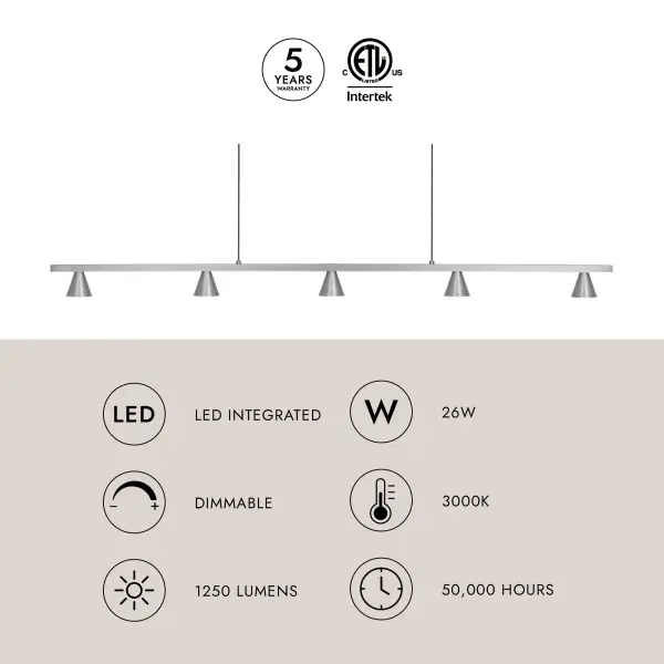 Dune 47-Inch Linear Pendant in Brushed Nickel - Image 13