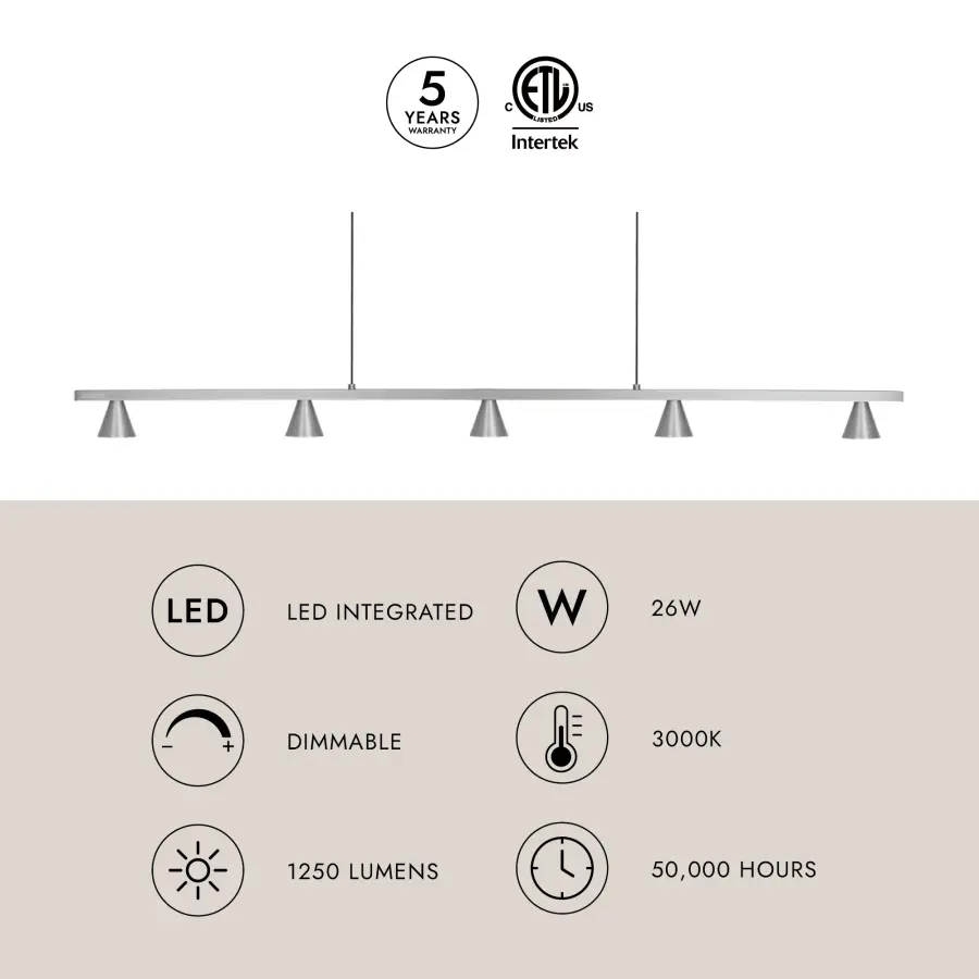 Dune 47-Inch Linear Pendant in Brushed Nickel - Image 13