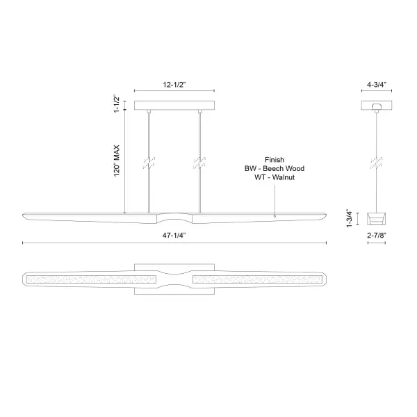 Dakota 47-Inch Linear Pendant in Beech Wood - Image 14