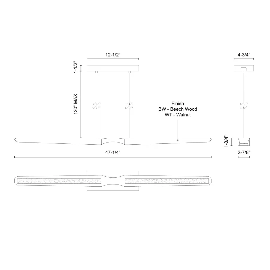 Dakota 47-Inch Linear Pendant in Beech Wood - Image 14