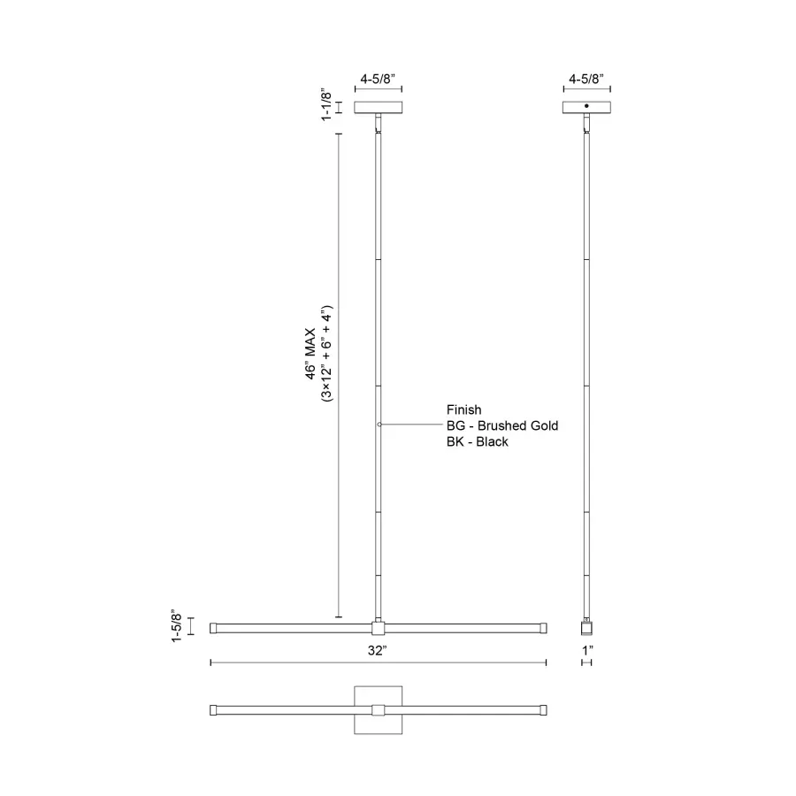 Blade 32-Inch Linear Pendant in Brushed Gold - Image 7