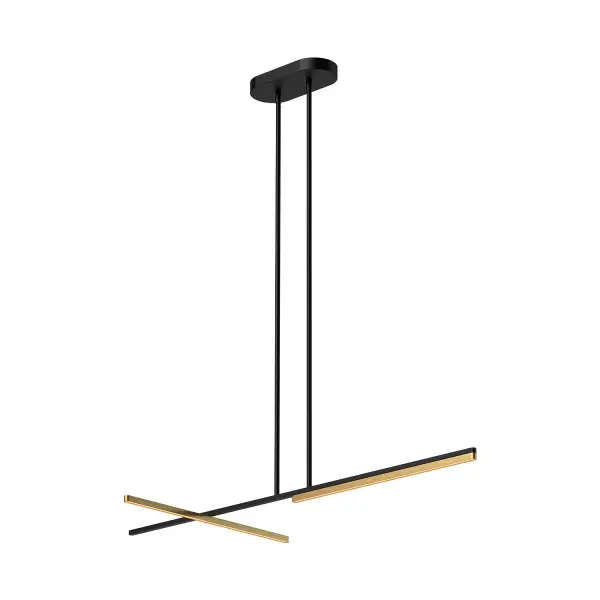 The Shift 48-inch Linear Pendant combines form and function with its adjustable dual light bars and frosted acrylic diffusers. Perfect for modern spaces, this integrated LED fixture offers warm 3000K lighting with dimming capability and sloped ceiling adaptability.