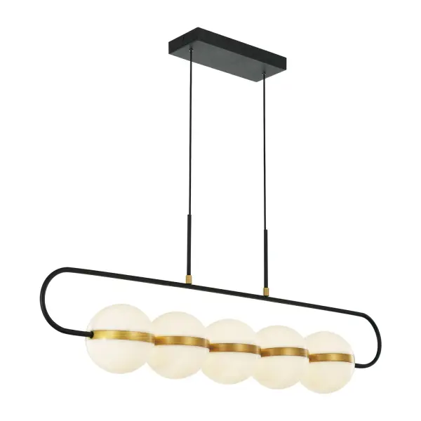 Tagliato 5-Light Linear Pendant in Matte Black with Brushed Gold - Image 1