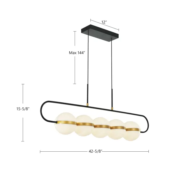 Tagliato 5-Light Linear Pendant in Matte Black with Brushed Gold - Image 2